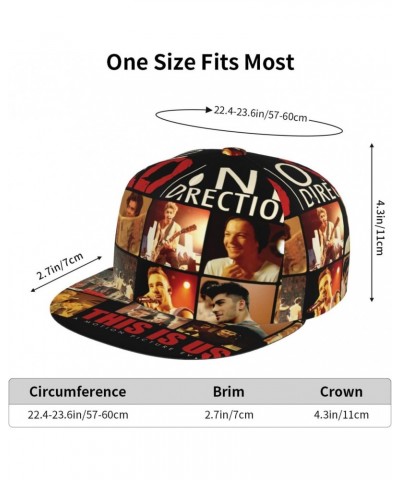 One Musics Direction Hat Flat-Brimmed Baseball Cap Dad Ball Hat Snapback Hip Hop Cap for Men and Women Black $9.59 Baseball Caps