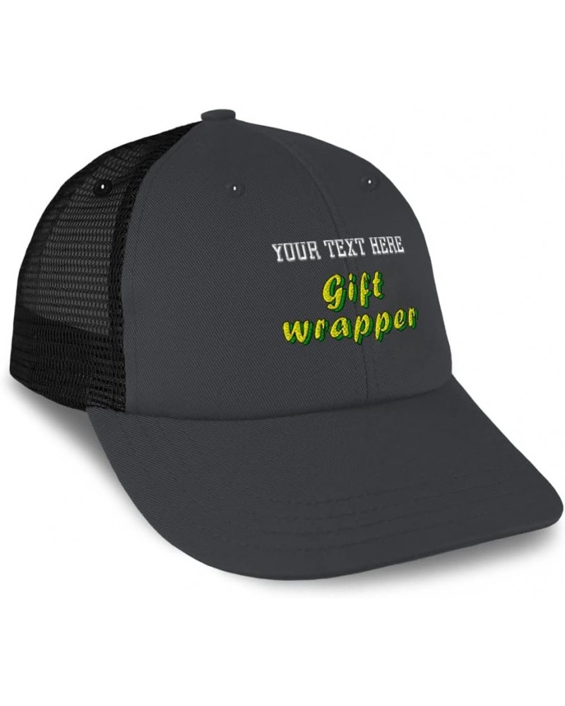 Custom Custom Trucker Hat Baseball Cap Gift Wrapper Christmas Cotton Chocolate Dad Hats for Men & Women Dark Grey Black Perso...