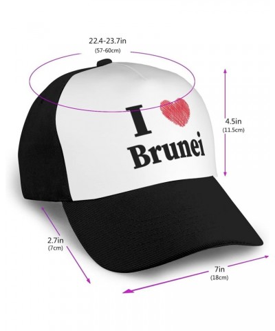 I Love Brunei Baseball Cap Women Men Hat Outdoor Leisure Sun Hat Adjustable Truck Driver Baseball Caps Dad Hats Black $12.90 ...