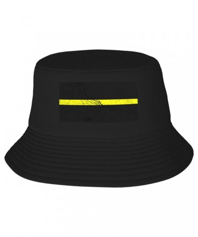 Thin Yellow Line Flag Texture Effect Bucket Hat for Men Women Beach Travel Sun Hat Casual Fishing Hat $12.23 Bucket Hats