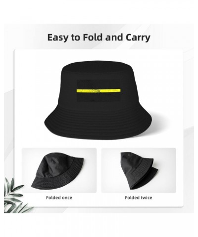 Thin Yellow Line Flag Texture Effect Bucket Hat for Men Women Beach Travel Sun Hat Casual Fishing Hat $12.23 Bucket Hats