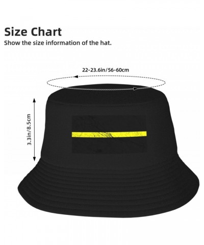 Thin Yellow Line Flag Texture Effect Bucket Hat for Men Women Beach Travel Sun Hat Casual Fishing Hat $12.23 Bucket Hats