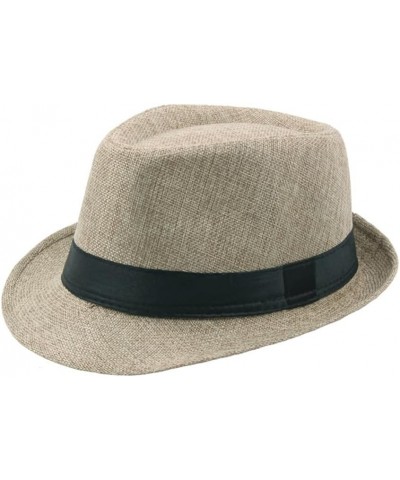 Male Cap Breathable Solid Color Fedora Hat Stylish Light Khaki $5.01 Fedoras