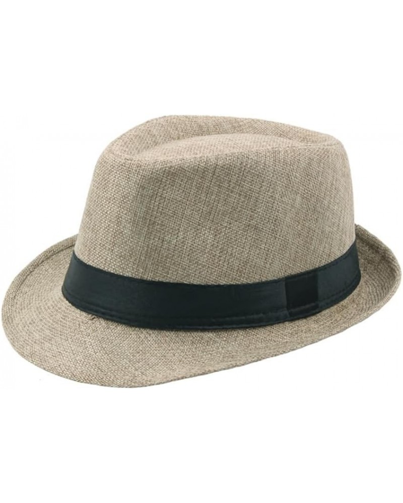 Male Cap Breathable Solid Color Fedora Hat Stylish Light Khaki $5.01 Fedoras