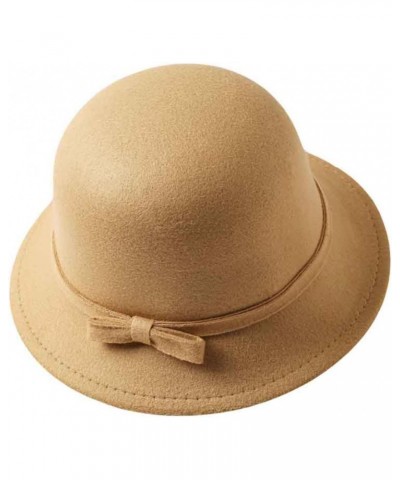 Fedora Hat Vintage Parent-Child Winter Wool Felt Hats Kids Fedoras Bow Bucket Hats Warm Bowler Hats for Mom& Baby Khaki $13.4...