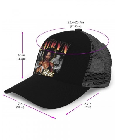 Lauryn Music Hill Adjustable Snapback Mesh Baseball Cap with Curved Brim Daily Trendy Casual for Unisex Black $10.39 Baseball...