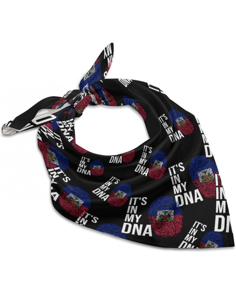 It's In My DNA Haiti Flag Fashion Square Neck Scarf Head Kerchief Hair Bandana Headscarf for Women $12.71 Scarves