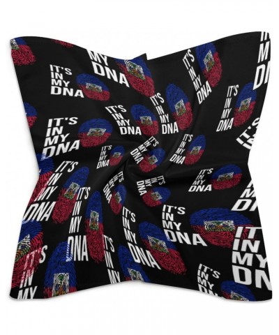 It's In My DNA Haiti Flag Fashion Square Neck Scarf Head Kerchief Hair Bandana Headscarf for Women $12.71 Scarves