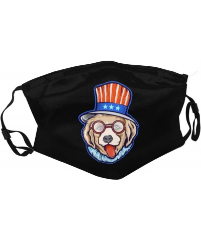 Cool Dogs Wear American Hats Face Mask Double-Sided Printing Reusable Adjustable Universal Dust Mask Unisex Masks Black $12.6...