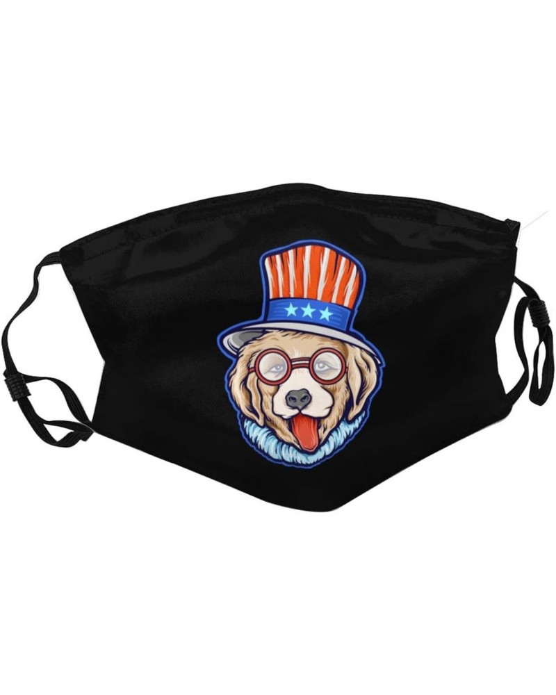 Cool Dogs Wear American Hats Face Mask Double-Sided Printing Reusable Adjustable Universal Dust Mask Unisex Masks Black $12.6...