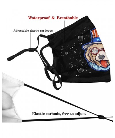 Cool Dogs Wear American Hats Face Mask Double-Sided Printing Reusable Adjustable Universal Dust Mask Unisex Masks Black $12.6...