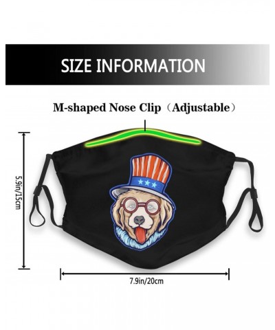 Cool Dogs Wear American Hats Face Mask Double-Sided Printing Reusable Adjustable Universal Dust Mask Unisex Masks Black $12.6...