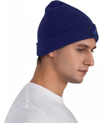 Thyroid Cancer Awareness Warm Knit Hat Cap Fashion for Men Women Navy Blue $10.40 Skullies & Beanies