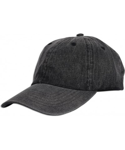 Denim Plain Washed Dad Solid Cotton Polo Style Baseball Cap Hat 100% Cotton 1155 Black $8.50 Baseball Caps