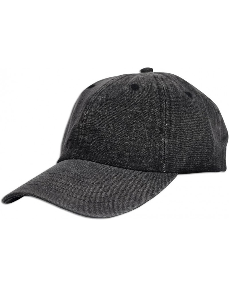 Denim Plain Washed Dad Solid Cotton Polo Style Baseball Cap Hat 100% Cotton 1155 Black $8.50 Baseball Caps