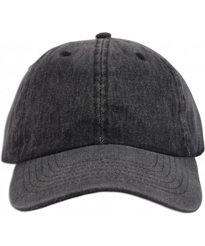 Denim Plain Washed Dad Solid Cotton Polo Style Baseball Cap Hat 100% Cotton 1155 Black $8.50 Baseball Caps