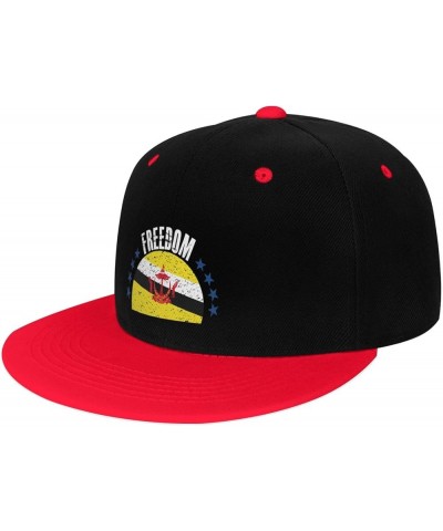 The Brunei Flag and Freedom Snapback Hat for Men Women Baseball Cap Trucker Flat Bill Hats Dad Caps Red $10.42 Baseball Caps