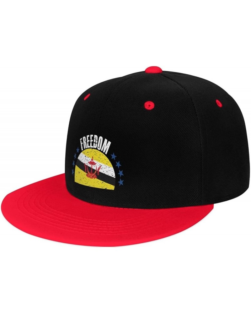 The Brunei Flag and Freedom Snapback Hat for Men Women Baseball Cap Trucker Flat Bill Hats Dad Caps Red $10.42 Baseball Caps