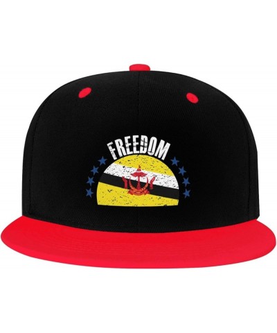 The Brunei Flag and Freedom Snapback Hat for Men Women Baseball Cap Trucker Flat Bill Hats Dad Caps Red $10.42 Baseball Caps