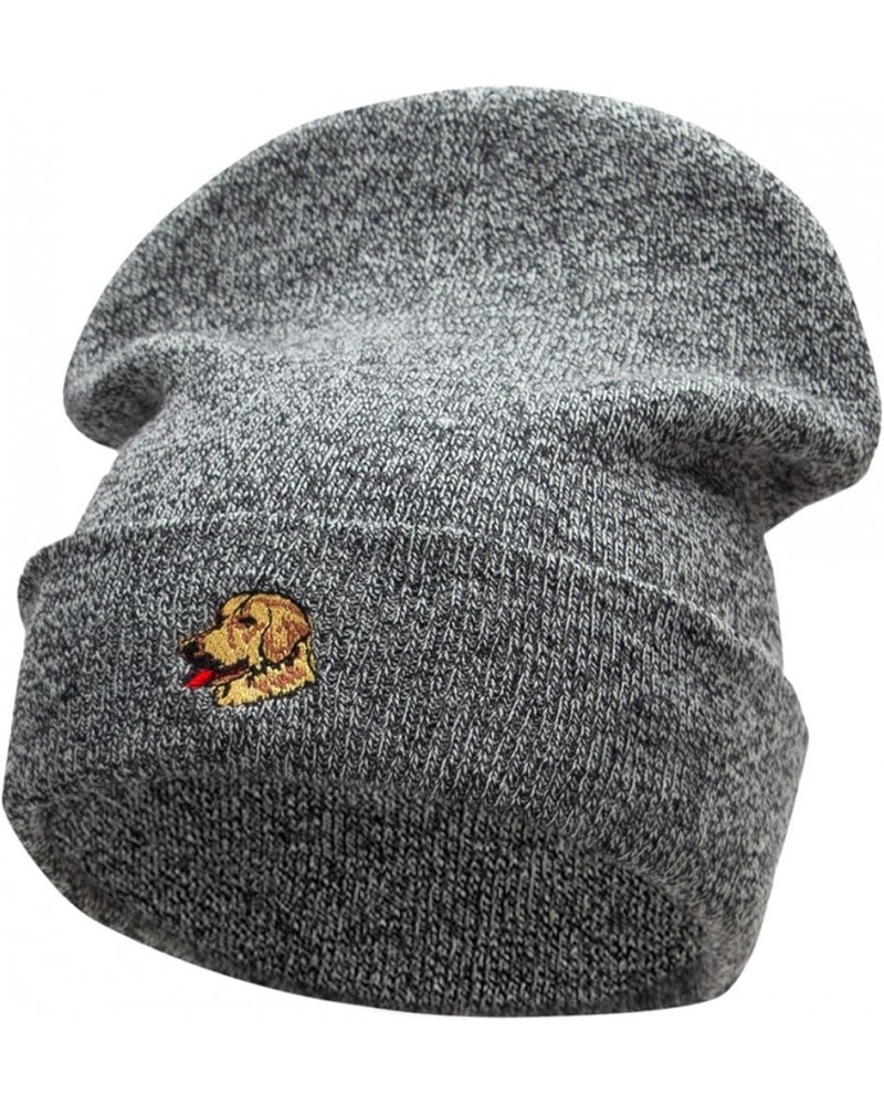 Golden Retriever Head Embroidered Long Knitted Beanie Black Marled $14.97 Skullies & Beanies