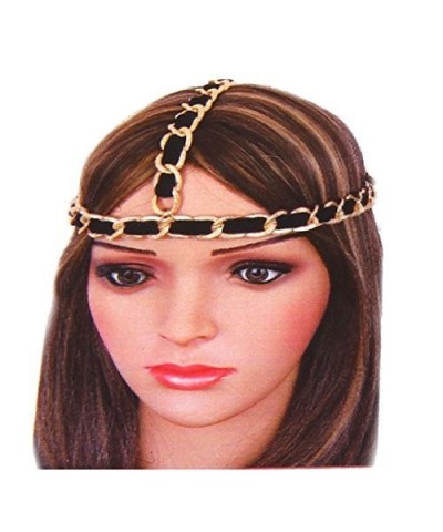 Head Jewelry ~ Goldtone Head Chain w Black Ribbon Head Chain Headband (CH0122-GBK $9.22 Headbands