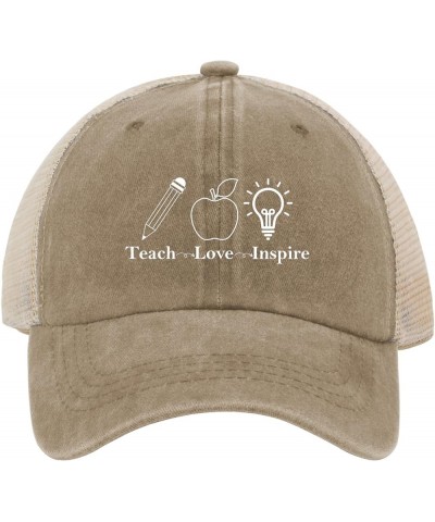 Baseball Cap Apple teachs Love Inspires Fishing hat Funny hat Gifts for Girlfriends Sun Caps Suitable for Beach Pigment Khaki...