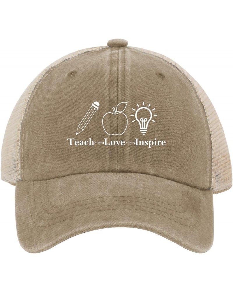 Baseball Cap Apple teachs Love Inspires Fishing hat Funny hat Gifts for Girlfriends Sun Caps Suitable for Beach Pigment Khaki...