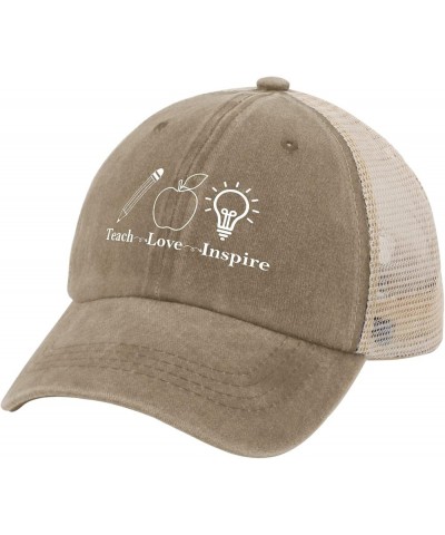 Baseball Cap Apple teachs Love Inspires Fishing hat Funny hat Gifts for Girlfriends Sun Caps Suitable for Beach Pigment Khaki...