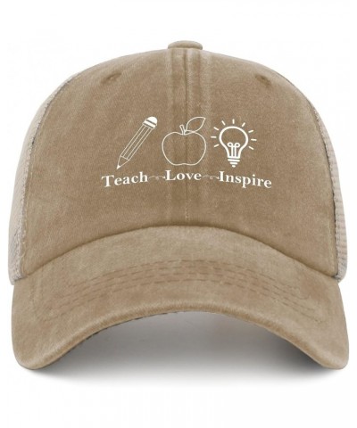 Baseball Cap Apple teachs Love Inspires Fishing hat Funny hat Gifts for Girlfriends Sun Caps Suitable for Beach Pigment Khaki...