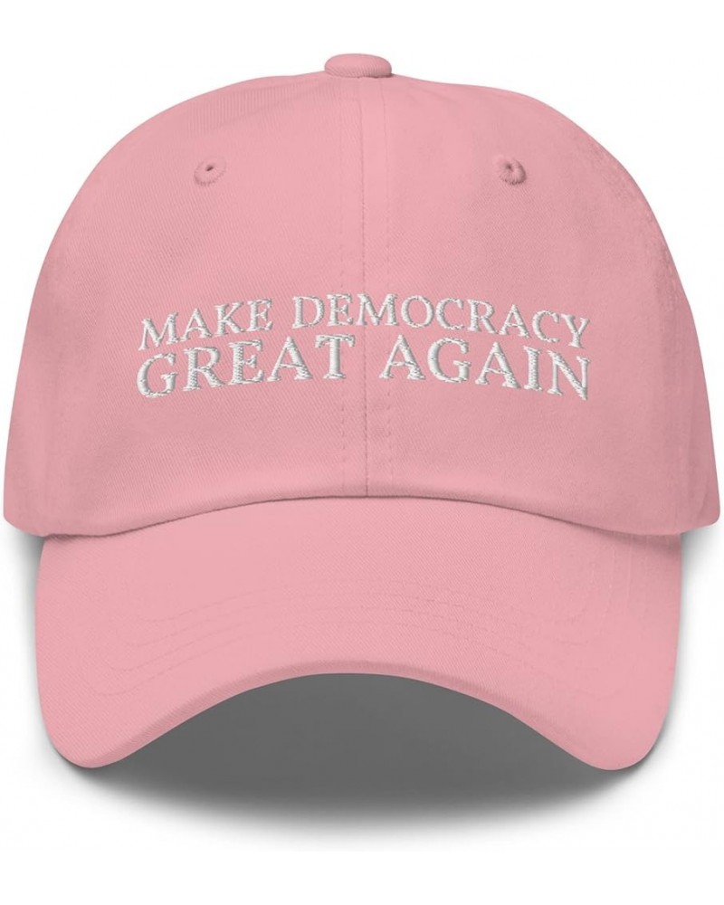 Make Democracy Great Again Dad Hat - Funny Political Embroidered Cap - Gift for Poly Sci Major Pink $21.80 Baseball Caps