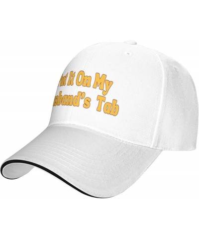 Put It On My Husband's Tab Hat Adjustable Baseball Cap for Men Women White $9.95 Baseball Caps