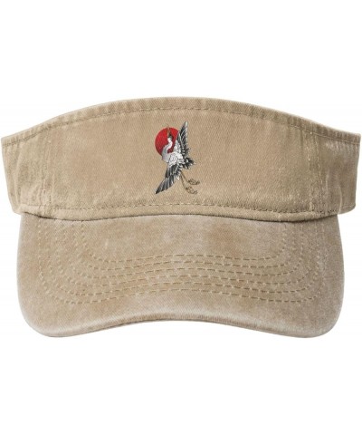 Japanese Crane Tattoo Sun Visor Hats for Women Men Sun Hat Vintage Golf Hat Adjustable Baseball Cap Natural $10.40 Visors