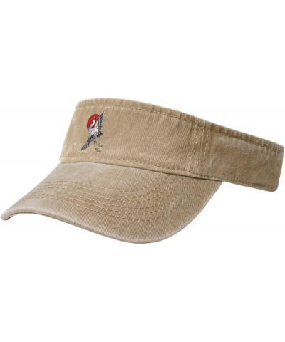 Japanese Crane Tattoo Sun Visor Hats for Women Men Sun Hat Vintage Golf Hat Adjustable Baseball Cap Natural $10.40 Visors