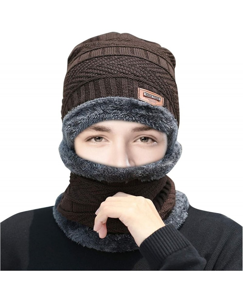 Woolen Cycling WindpScarf Two-Piece Suit Winter Hat Thermal Plush Baseball Caps Newsboy Cap Brown $6.89 Newsboy Caps