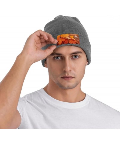 Beanie for Women Men Warm Maple Leaves Winter Hats for Women Thick Knit Beanies for Winter Cuffed Cap Deep Heather $9.61 Skul...