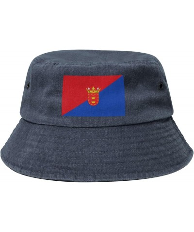 Flag of Lanzarote Bucket Hat for Men Women Outdoor Washed Cotton Sun Hats Travel Beach Hat Navy Blue $10.04 Bucket Hats