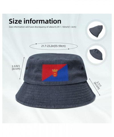 Flag of Lanzarote Bucket Hat for Men Women Outdoor Washed Cotton Sun Hats Travel Beach Hat Navy Blue $10.04 Bucket Hats