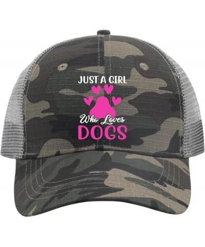 Baseball Cap Just A Girl Loves Dogs Paws Trucker Hats for Teen Graphic Cotton Snapbacks for Gifts Camo $12.68 Baseball Caps