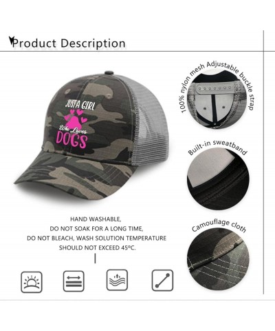 Baseball Cap Just A Girl Loves Dogs Paws Trucker Hats for Teen Graphic Cotton Snapbacks for Gifts Camo $12.68 Baseball Caps