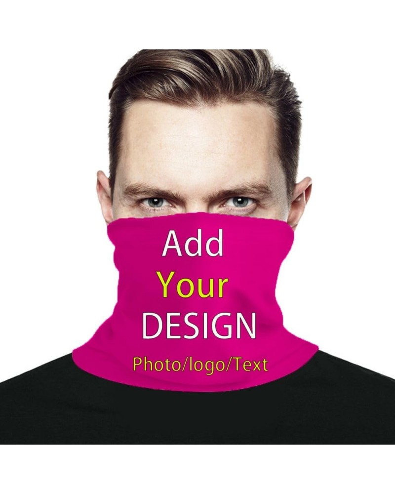 Custom Face Masks for Adults, Personalized Neck Warmer Neck Face Mask, Customized Bandana Face Mouth Add Your Text Deep Pink ...