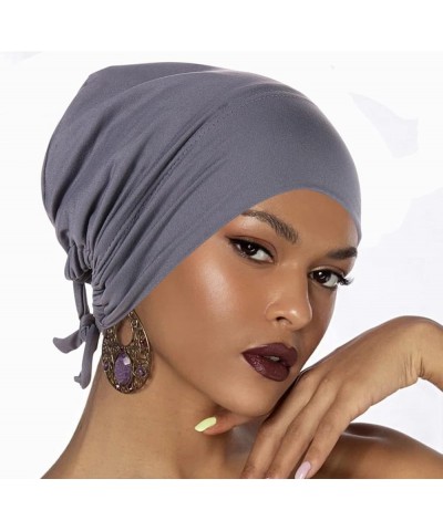 Women Turban Non-Slip Hijab Undercap Tie Back Hijab Cap Stretchy Comfortable Head Covering Scarf F $6.60 Skullies & Beanies