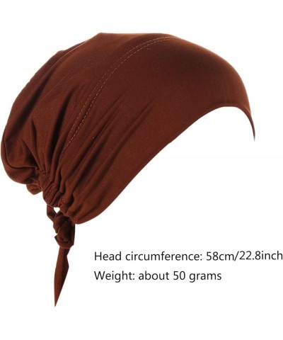 Women Turban Non-Slip Hijab Undercap Tie Back Hijab Cap Stretchy Comfortable Head Covering Scarf F $6.60 Skullies & Beanies