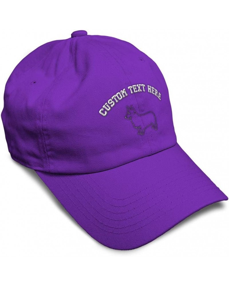 Soft Baseball Cap Domestic Pembroke Welsh Corgi Dogs Sideview Cotton Breed Dad Hats for Men & Women Purple Personalized Text ...