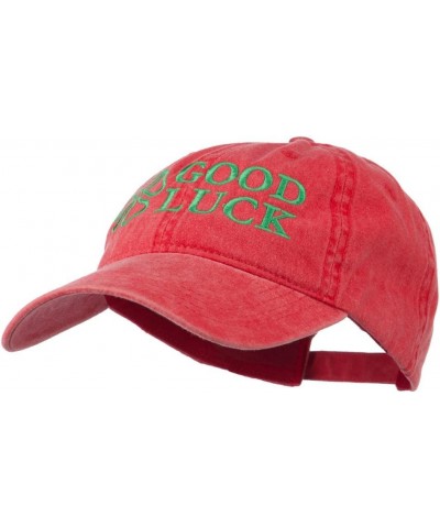 Four Leaf Clover Good Luck Embroidered Washed Cap Red $19.98 Baseball Caps