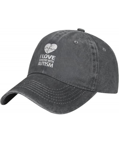 Autism Awareness I Love Someone with Autism Denim Trucker Hat Baseball Cap for Men Or Women Cowboy Black Deep Heather $20.04 ...