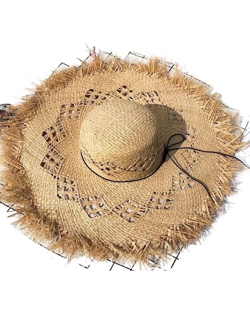 Women Summer Raffia Straw Hat Female Fashion Ribbon Wide Brim Sun Hats Lady Vacation Travel Beach Hat 15 $16.58 Sun Hats