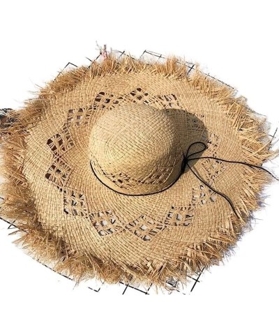 Women Summer Raffia Straw Hat Female Fashion Ribbon Wide Brim Sun Hats Lady Vacation Travel Beach Hat 15 $16.58 Sun Hats