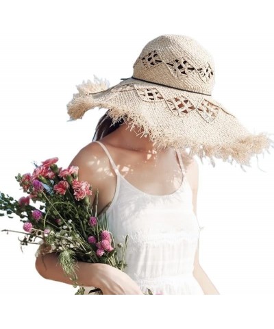 Women Summer Raffia Straw Hat Female Fashion Ribbon Wide Brim Sun Hats Lady Vacation Travel Beach Hat 15 $16.58 Sun Hats