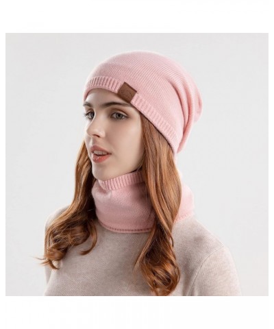 Womens and Mens Knitting Wool Hat Winter Warm Scarf Hat Gloves Three Piece Suit Windproof Ski Cycling Hat Pink $9.88 Skullies...