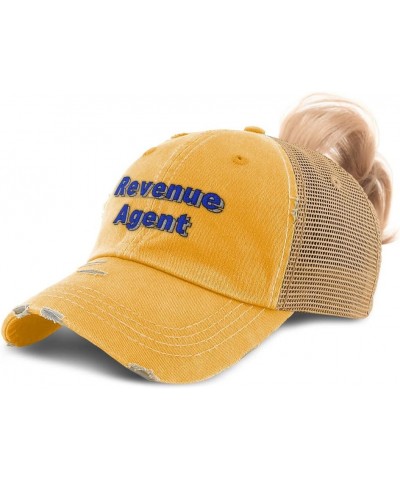 Womens Ponytail Cap Revenue Agent Local Cotton State Distressed Trucker Hat Mustard Design Only $14.21 Baseball Caps